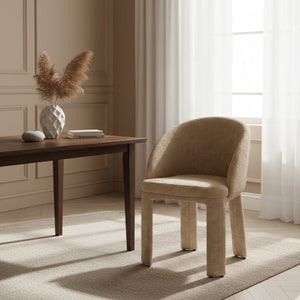 Beige Velvet Curved Dining Chair | OROA Modern Sarkis