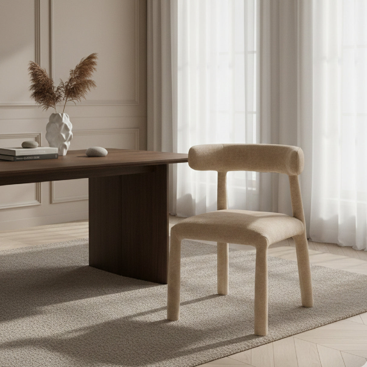   Beige Velvet Dining Chair | Oroa.com