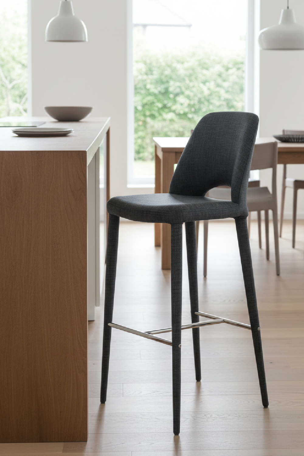 Gray Cutout-Back Bar Stool | OROA Modern Williamette | Oroa.com