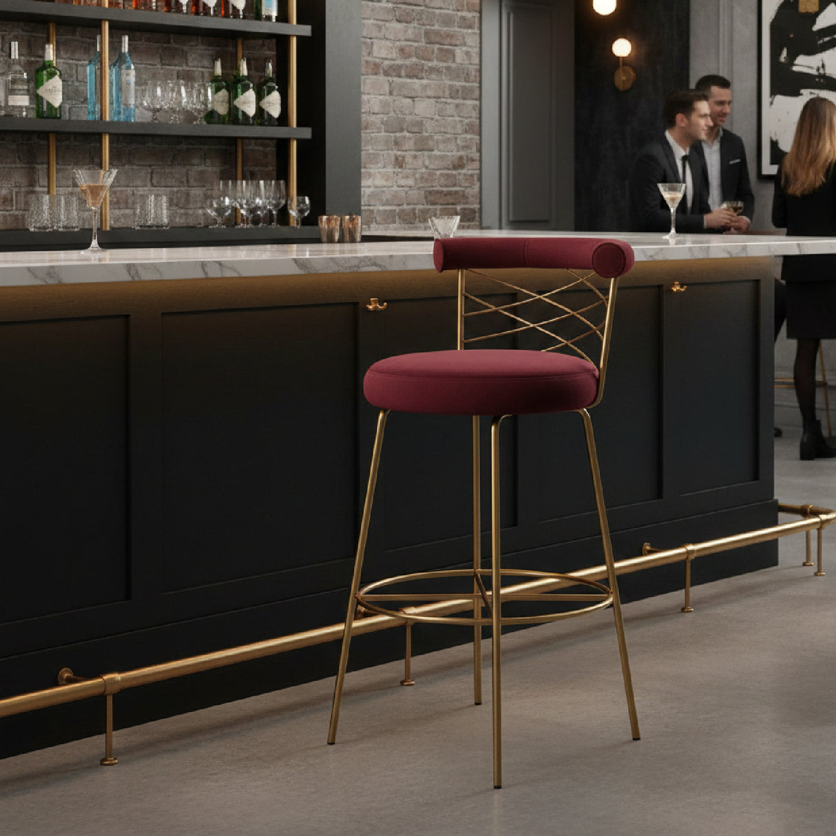   Red Velvet Bar Stool | Oroa.com