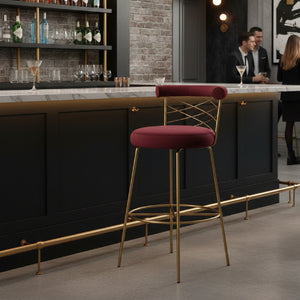   Red Velvet Bar Stool | Oroa.com
