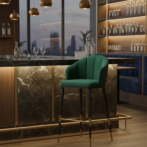 Green Velvet Curved Bar Stool | OROA Modern Adak | Oroa.com