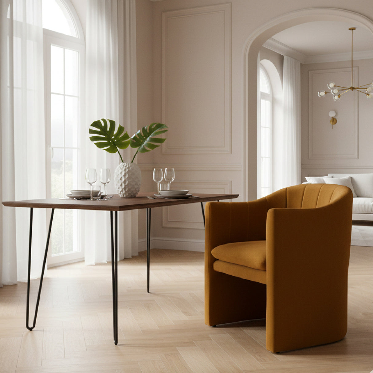 Velvet Curved Dining Chair | OROA Modern Danube