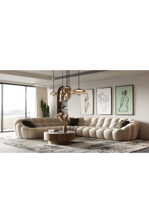 Beige Tufted Curved Sectional Sofa | OROA Modern Yolonda | Oroa.com