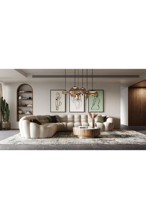 Beige Tufted Curved Sectional Sofa | OROA Modern Yolonda | Oroa.com