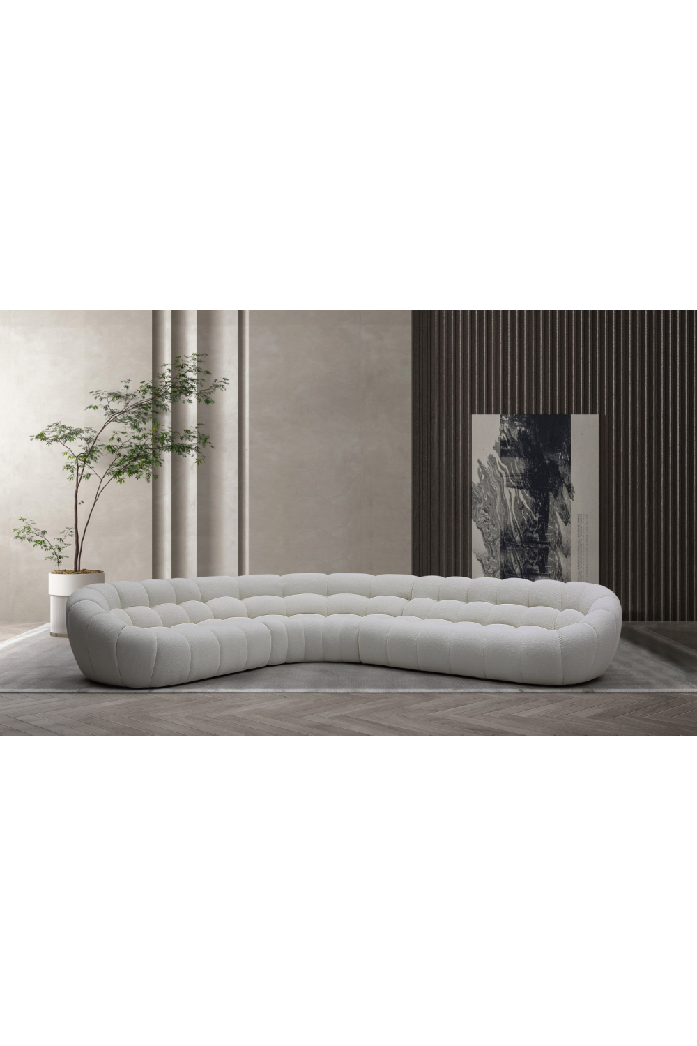 White Curved Sectional Sofa | OROA Modern Yolonda | Oroa.com