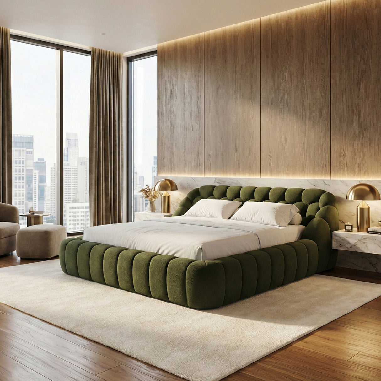 Hexagonal Tufted King Bed | OROA Modern Yolonda