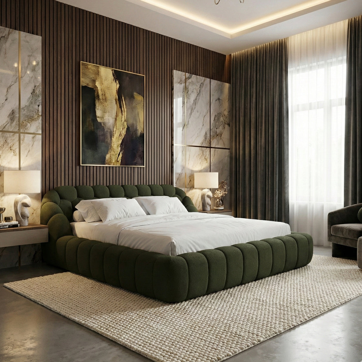 Hexagonal Tufted Queen Bed | OROA Modern Yolonda | Oroa.com