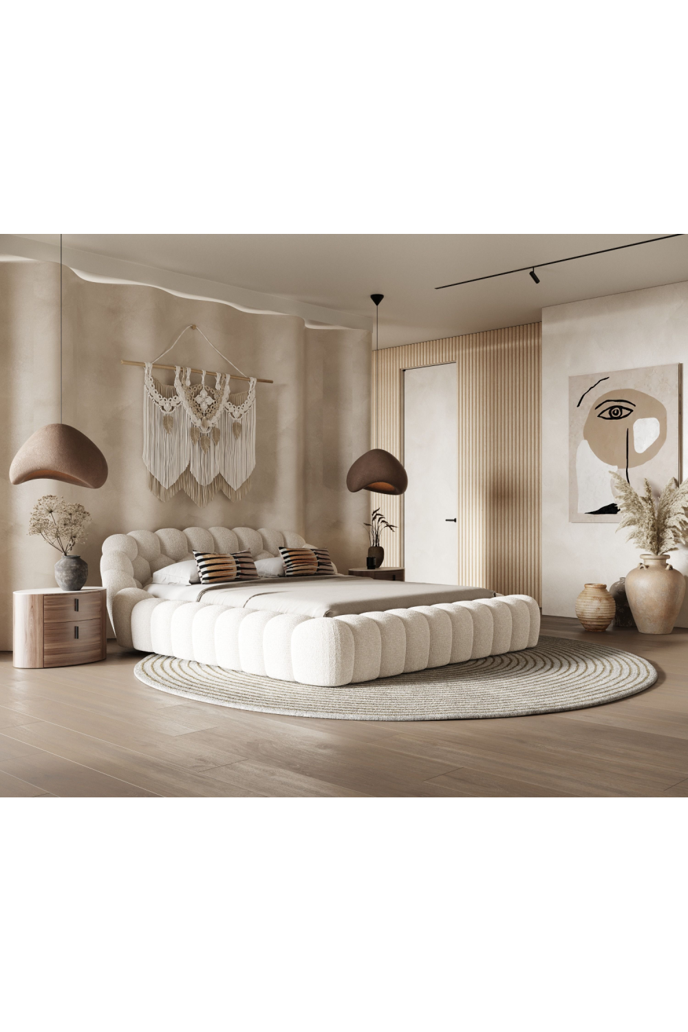 Hexagonal Tufted Queen Bed | OROA Modern Yolonda | Oroa.com