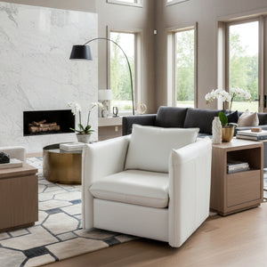 White Leather Swivel Lounge Chair | OROA Modern Tamworth