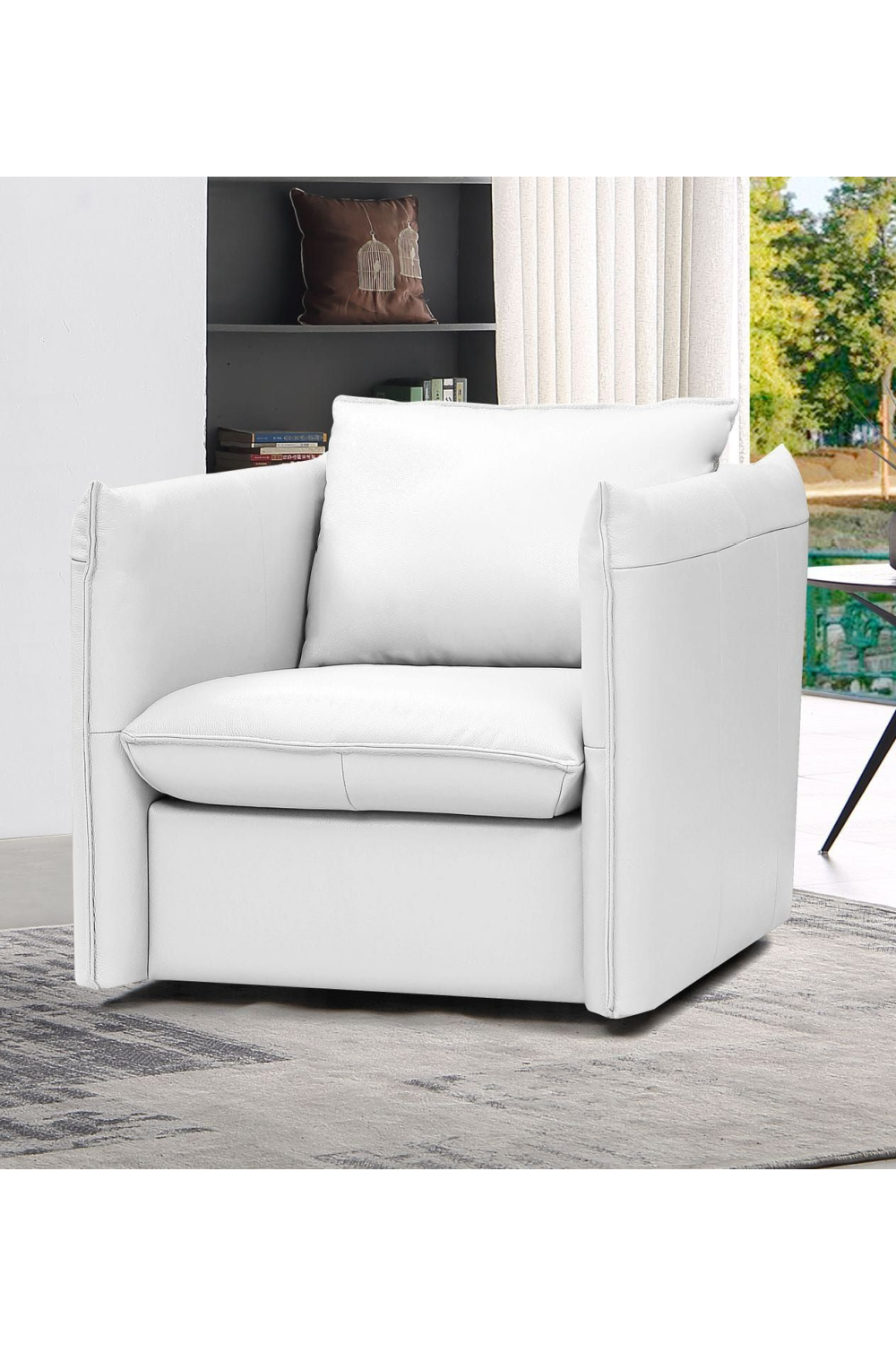 White Leather Swivel Lounge Chair | OROA Modern Tamworth | Oroa.com