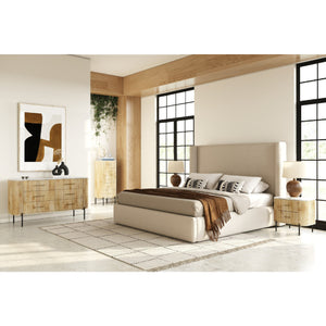   Beige Panel Headboard Bed | Oroa.com