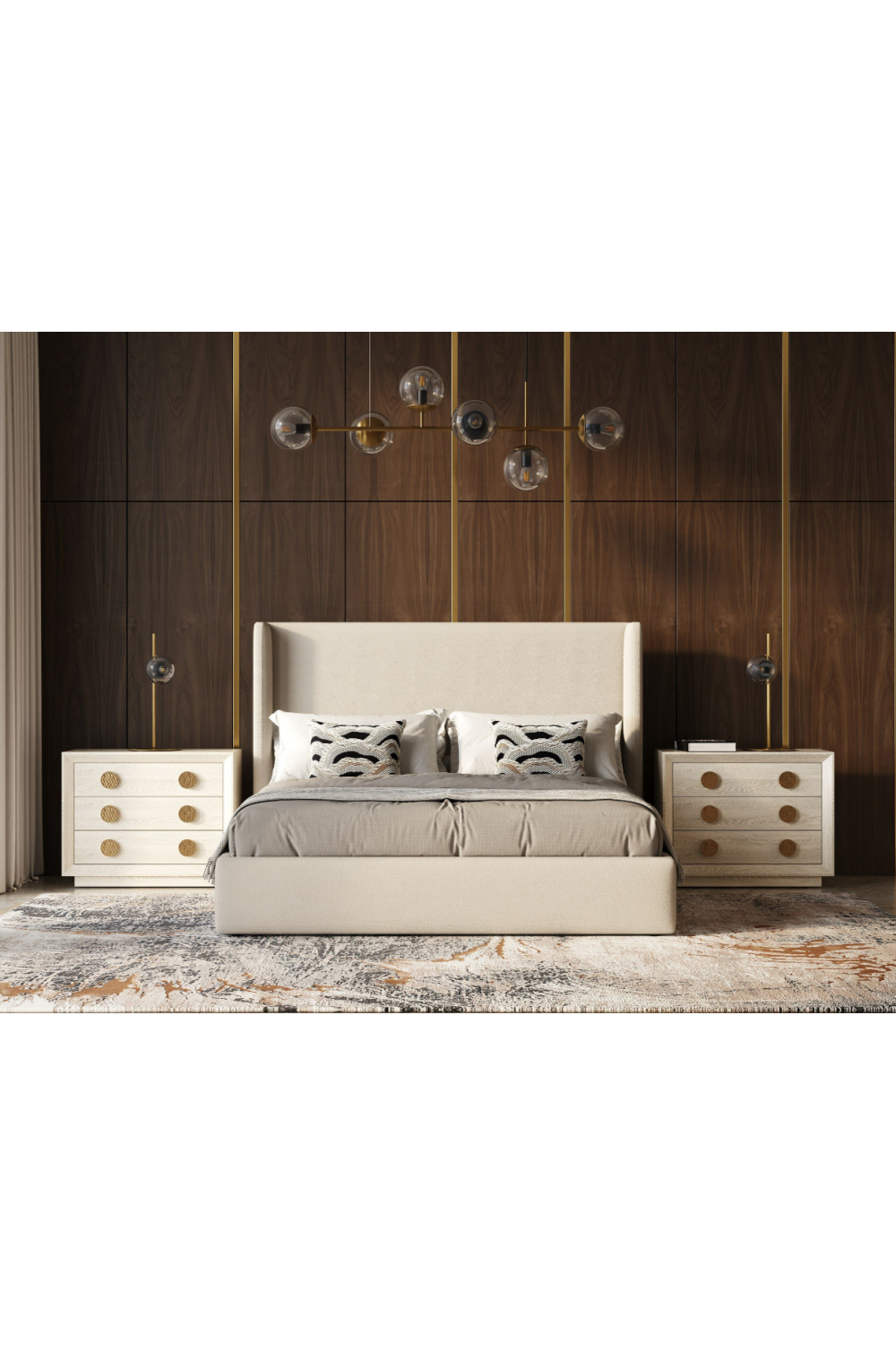 Beige Panel Headboard Bed | OROA Modern Byrne | Oroa.com
