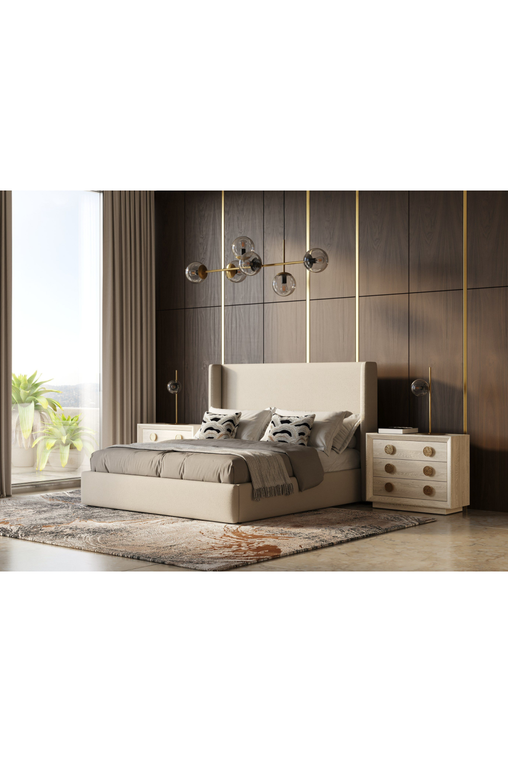 Beige Panel Headboard Bed | OROA Modern Byrne | Oroa.com