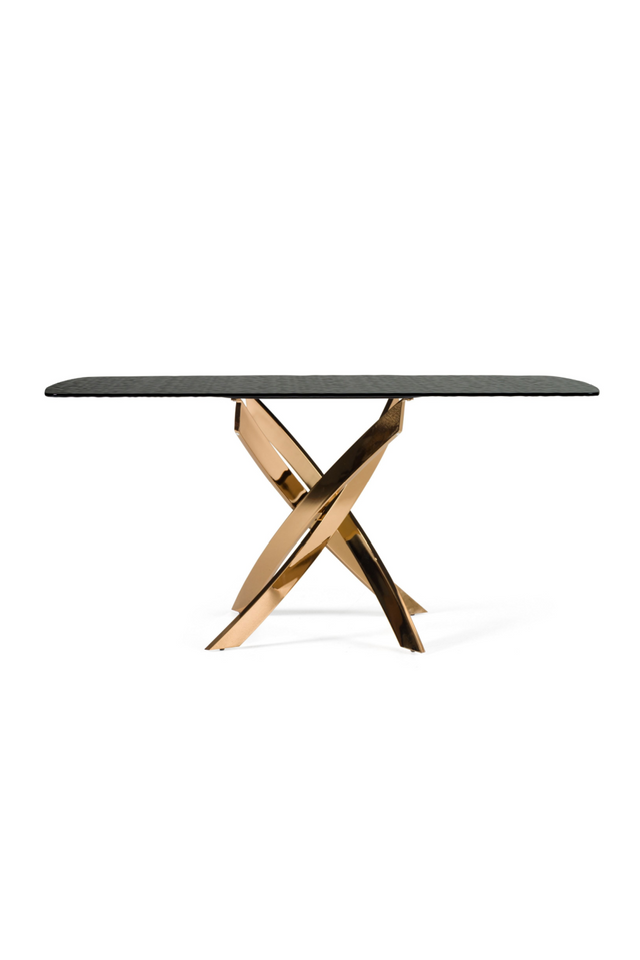 Textured Brown Glass Dining Table | OROA Modern Pyrite | Oroa.com