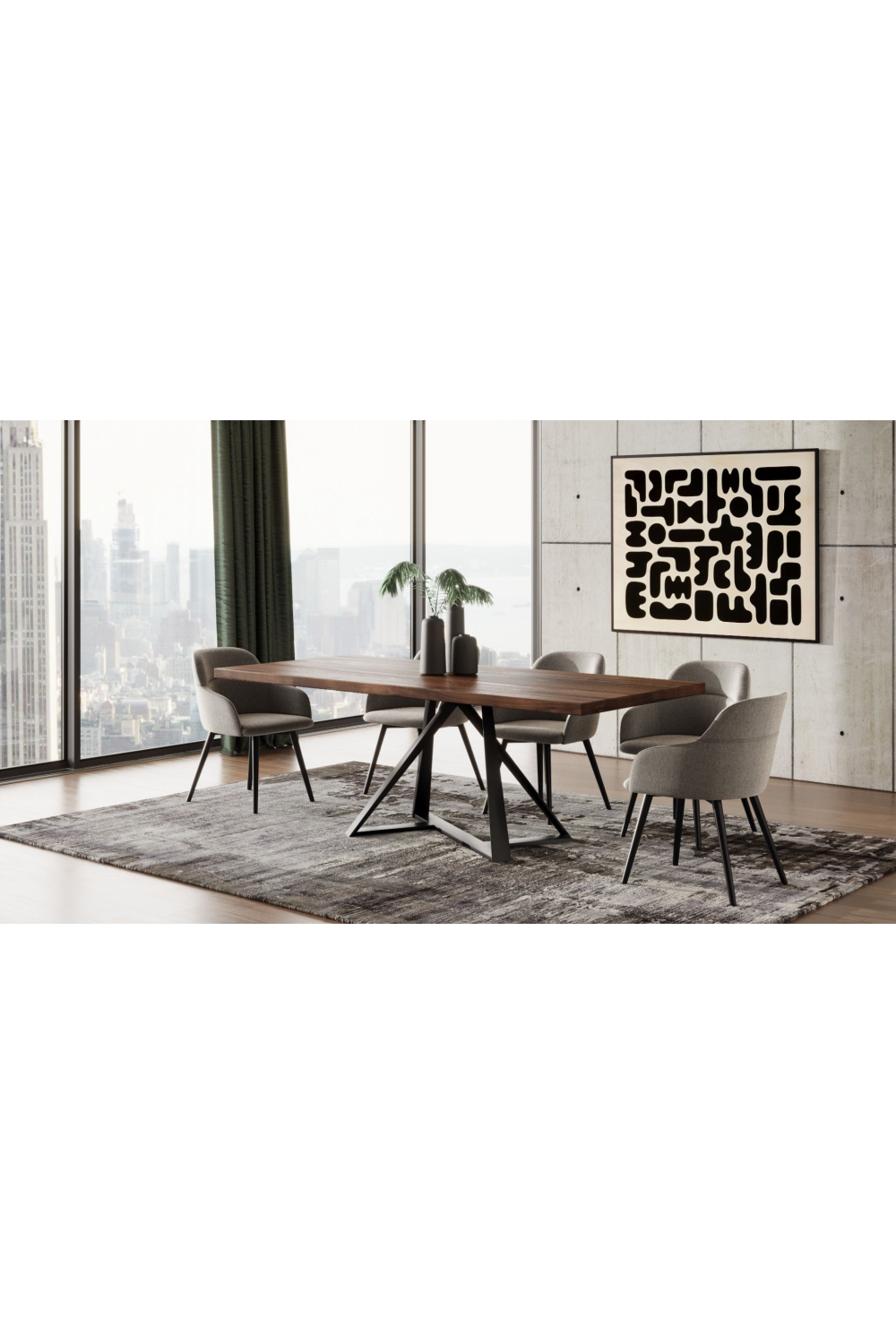 Wooden Top Industrial Dining Table | OROA Modern Keanna | Oroa.com