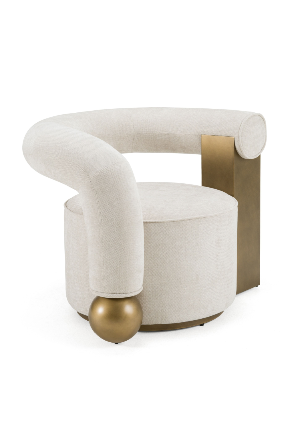 Antique Brass Beige Accent Chair | OROA Modern Tranquil | Oroa.com