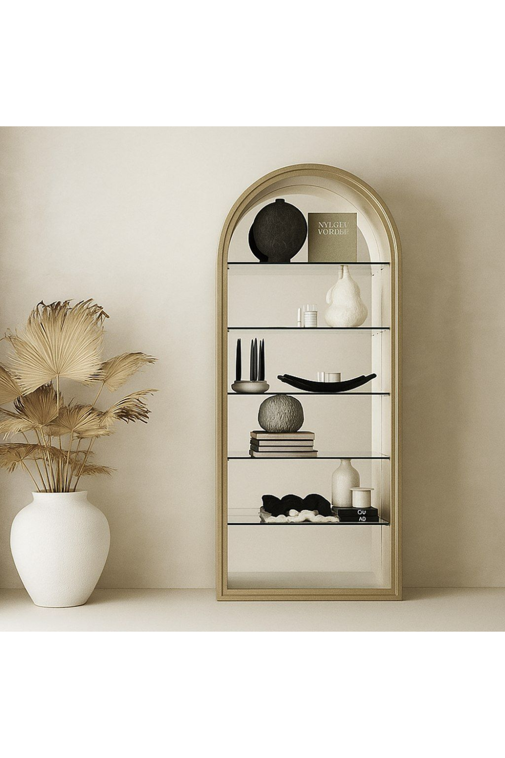 Antique Brass Arched Bookcase | OROA Modern Poise | Oroa.com