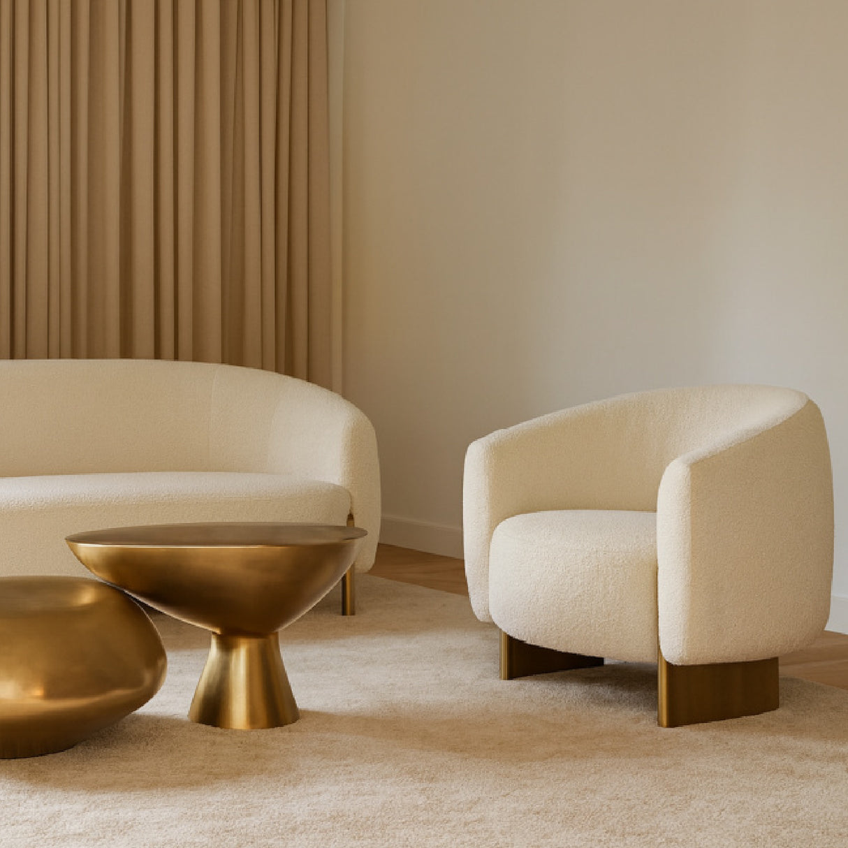   Beige Curved Accent Chair | Oroa.com