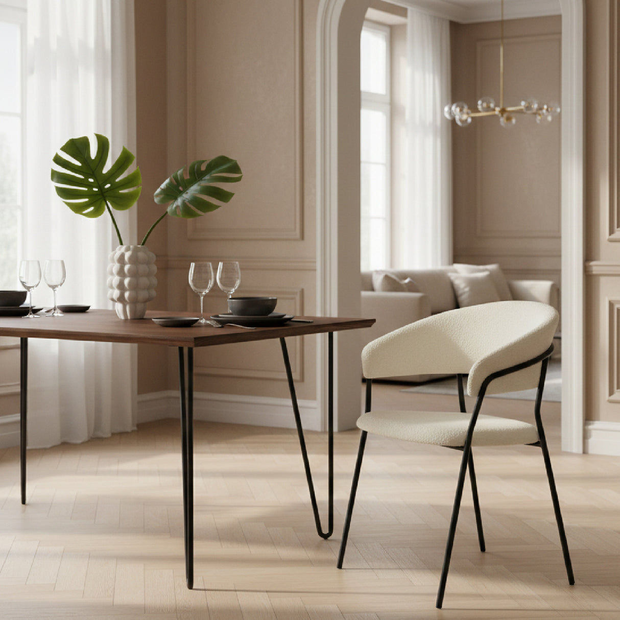   White Curved Dining Chairs (2) | Oroa.com