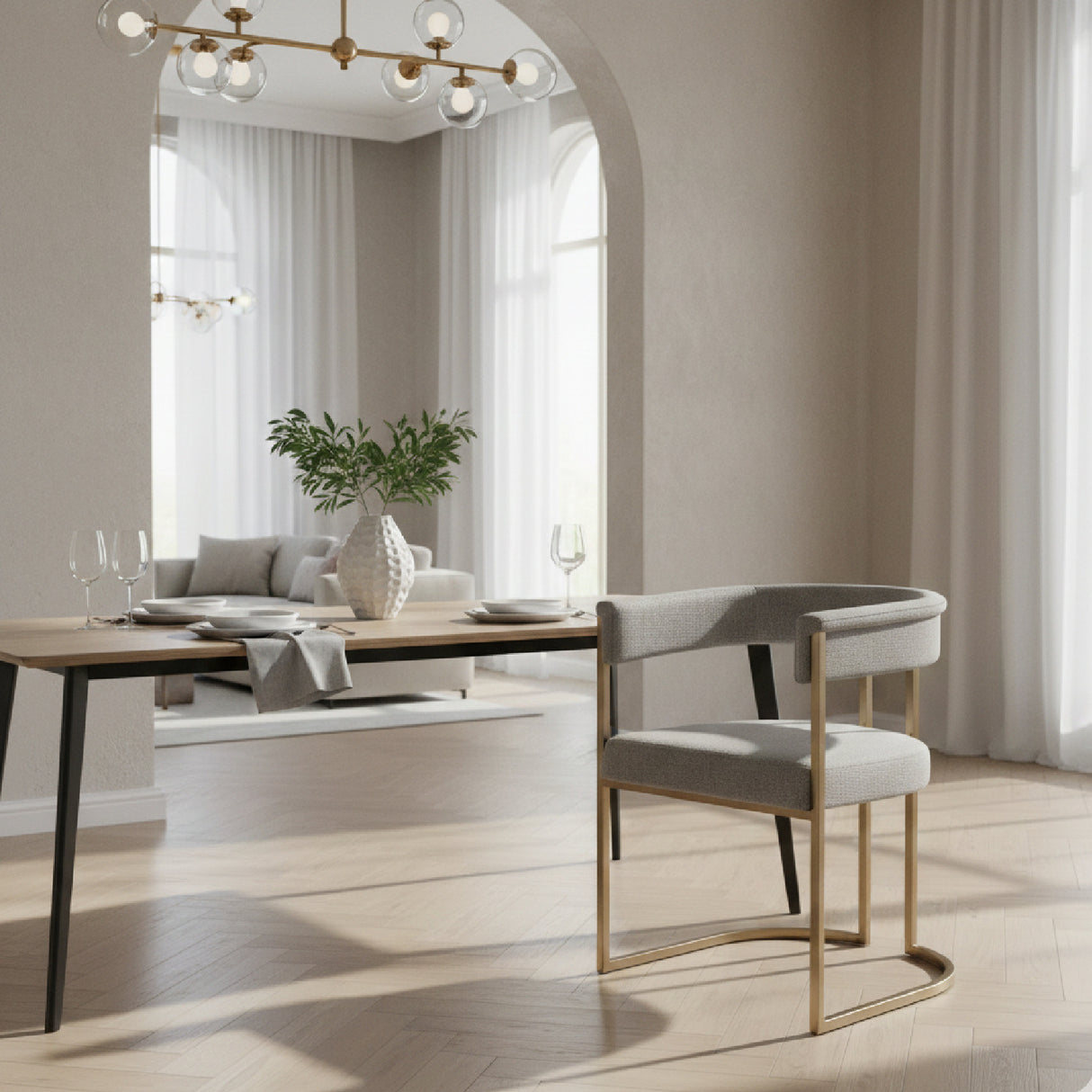   Gray Curved Dining Chair | Oroa.com