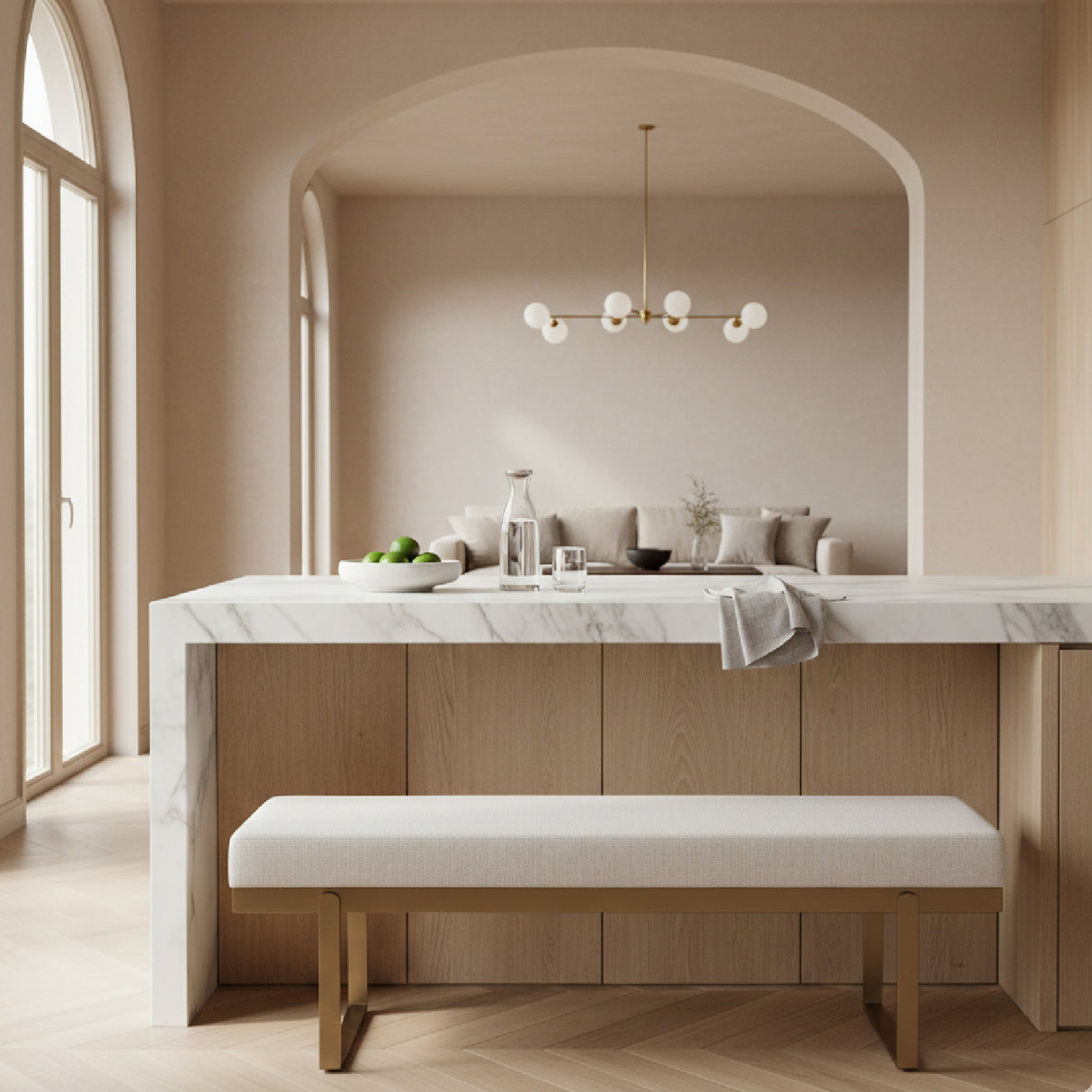   White Upholstered Dining Bench | Oroa.com