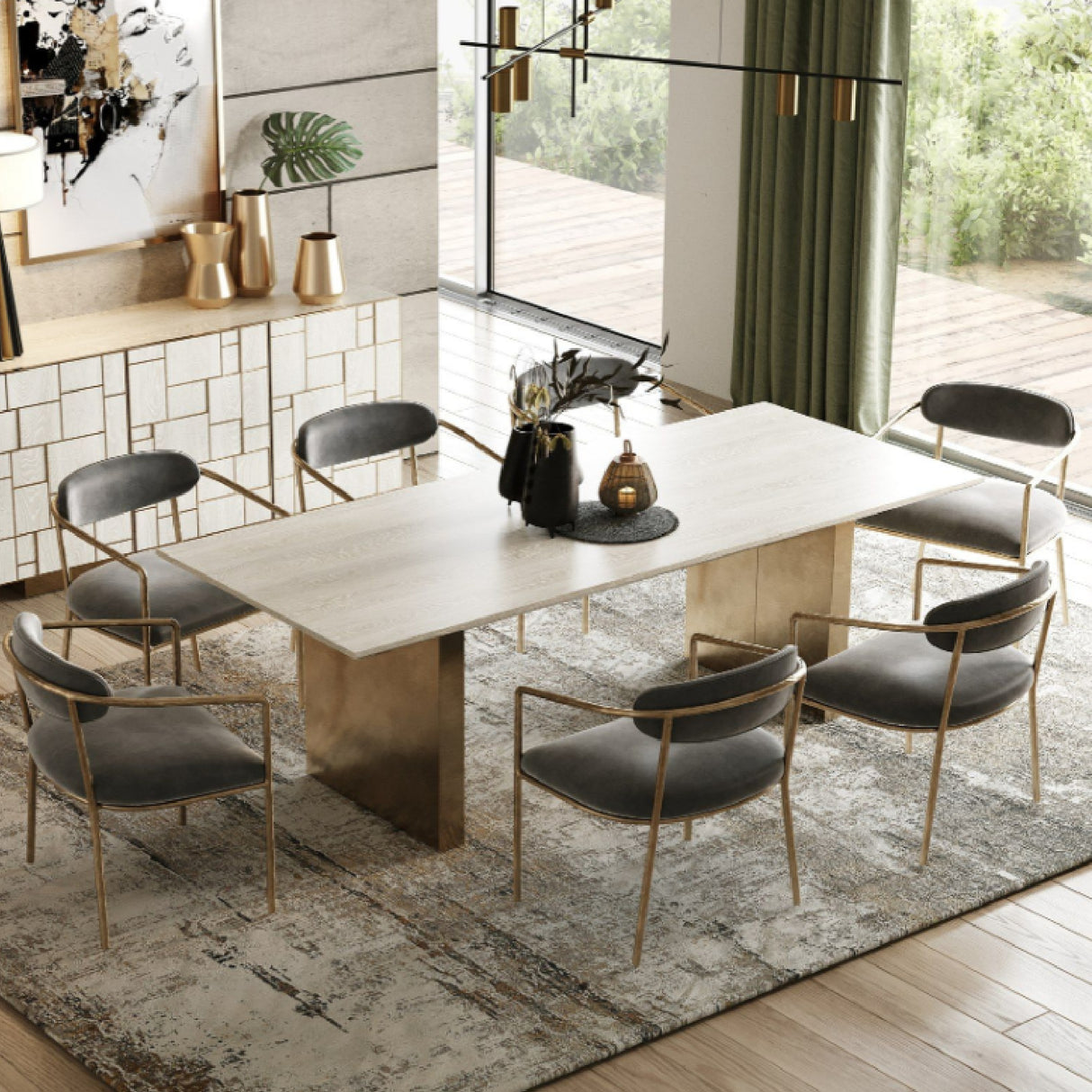 Cream Ash Veneer Dining Table | OROA Modern Angus