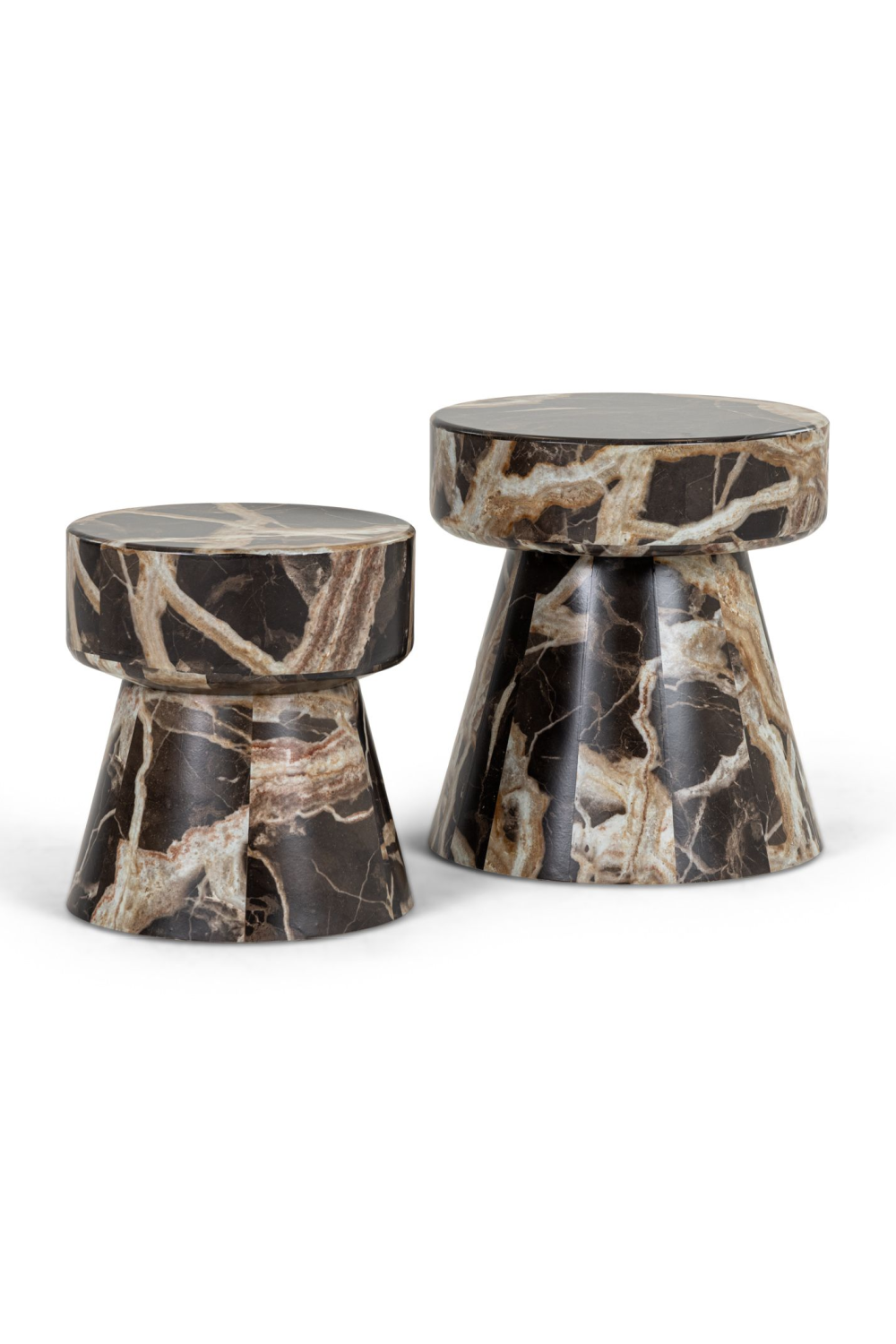 Marble Finished Round End Tables (2) | OROA Modern Marlow | Oroa.com