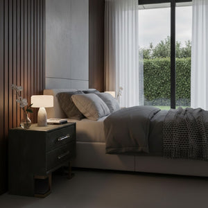   Gray Shagreen 2-Drawer Nightstand | Oroa.com