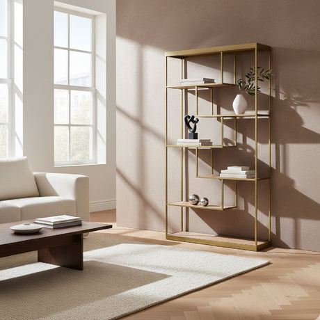 Brass-Framed Oak Bookshelf | OROA Modern Jessica