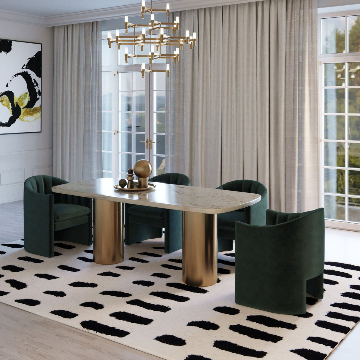   White Marble Gold Dining Table | Oroa.com