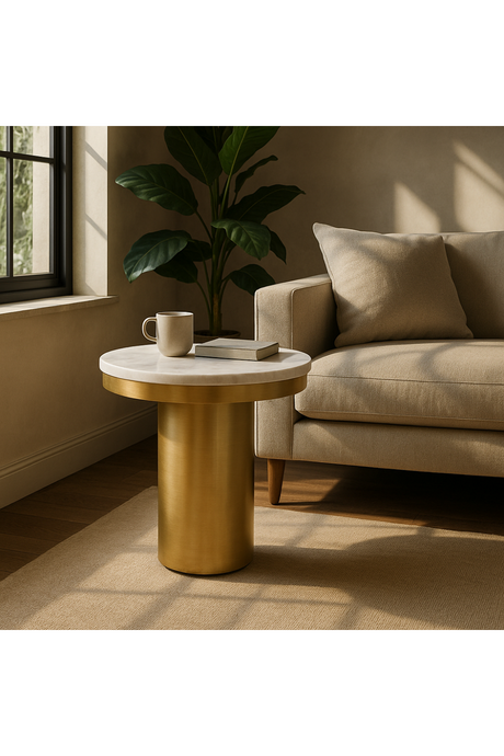 White and Gold End Table | OROA Modern Rocky | Oroa.com