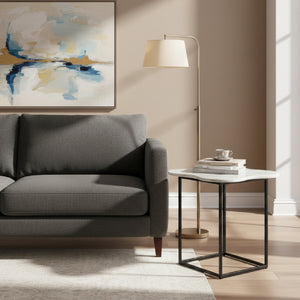   Organic-Shaped White Marble End Table | Oroa.com