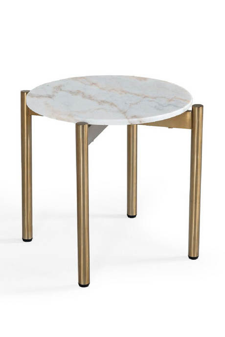 Round White Marble End Table | OROA Modern Denzel | Oroa.com