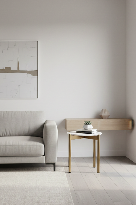 Square White Marble End Table | OROA Modern Baca