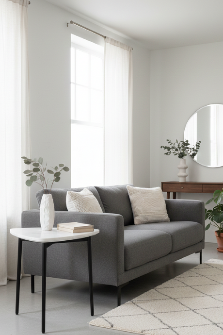 Triangular White Marble End Table | OROA Modern Andros