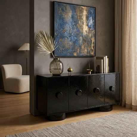   Black Wave Glass 4-Door Sideboard | Oroa.com