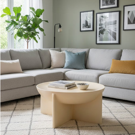   Beige Concrete Round Coffee Table | Oroa.com