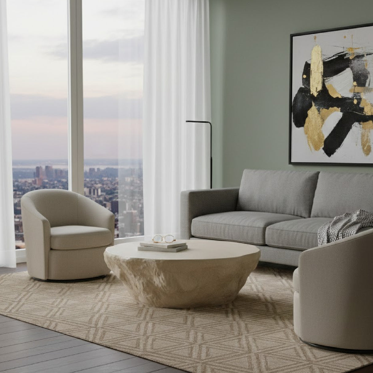   Beige Concrete Coffee Table | Oroa.com