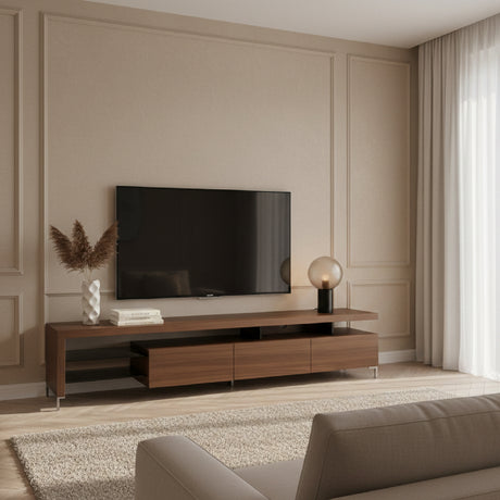 Walnut Veneer 4-Drawer TV Stand | OROA Modern Loreta