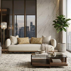  Beige Flared-Arm Sofa | Oroa.com
