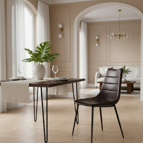 Brown Vegan Leather Dining Chairs (2) | OROA Modern Gilliam