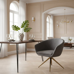   Gray Velvet Curved Dining Chair | Oroa.com