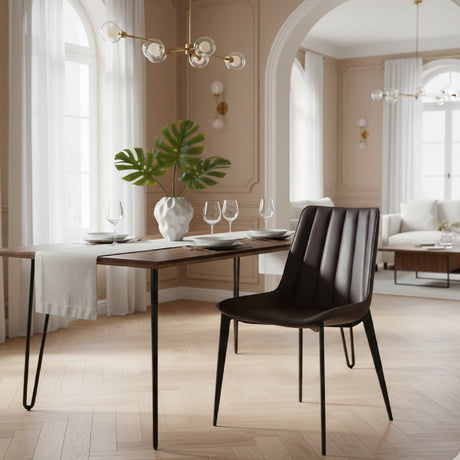 Brown Channel-Tufted Dining Chairs (2) | OROA Modern Peoria