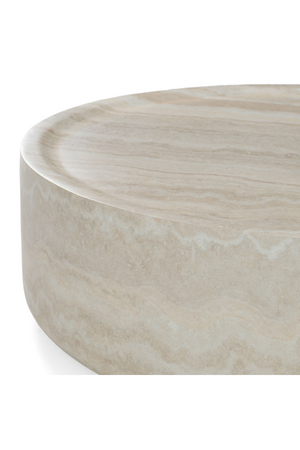 Round Travertine Finish Coffee Table | OROA Modern Benji | Oroa.com