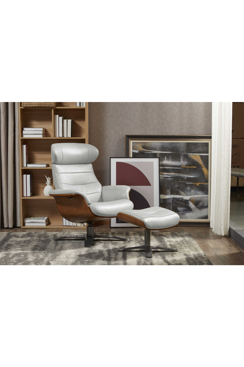Gray Leather Swivel Chair and Ottoman | OROA Modern | Oroa.com