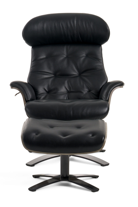 Black Leather Lounge Chair & Ottoman | OROA Modern Nowak | Oroa.com