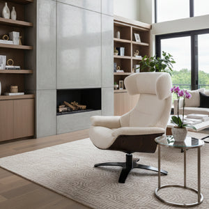 Beige Lounge Chair & Ottoman | OROA Modern Zahara