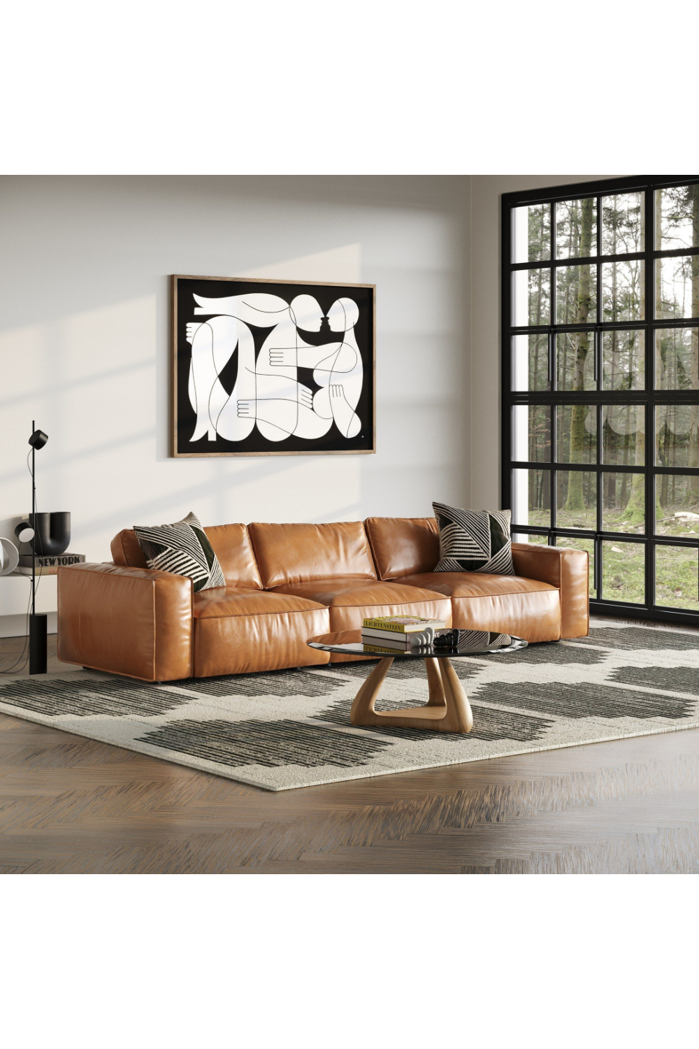Brown Leather 3-Piece Sofa | OROA Modern Cambria | Oroa.com
