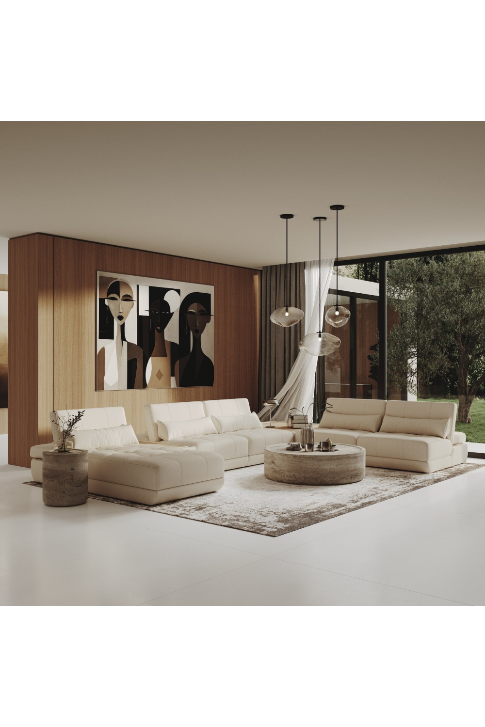 White Leather 7-Piece Modular Sofa | OROA Modern Garfield | Oroa.com